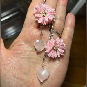 3/$25 Pink Flower & Heart Dangle Earrings